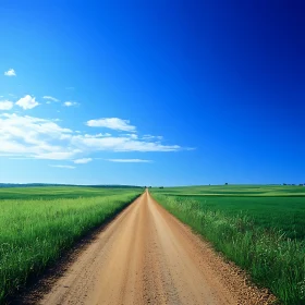 Green Field Road Under Blue Sky