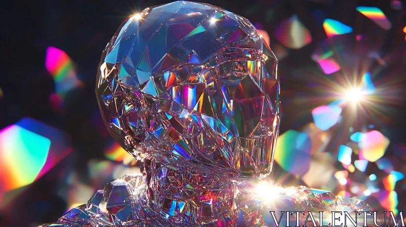 Glimmering Crystal Cyborg with Rainbow Reflections AI Image