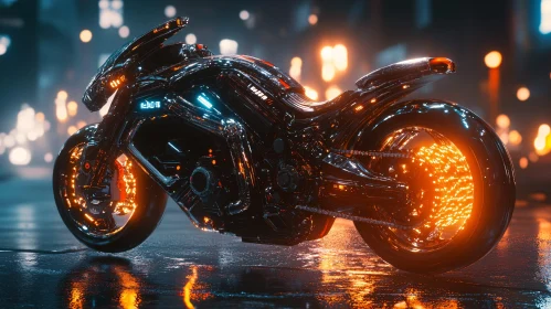 Cyberpunk Motorcycle with Neon Lights