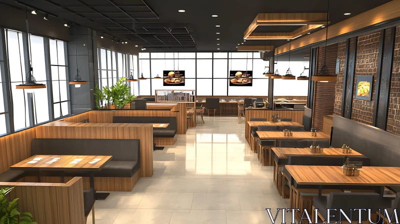 Stylish Restaurant Design with Booth Seating AI Image