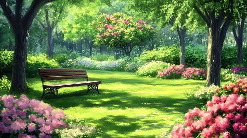 Tranquil Garden View with Shady Bench