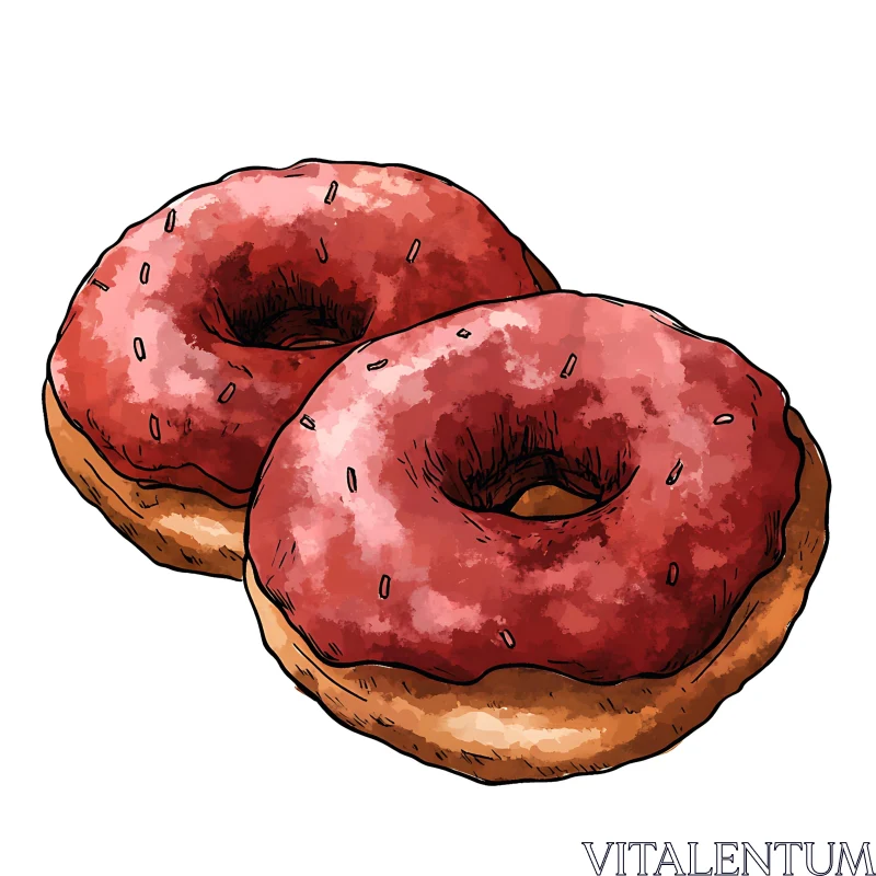 Pink Glazed Donuts Illustration AI Image