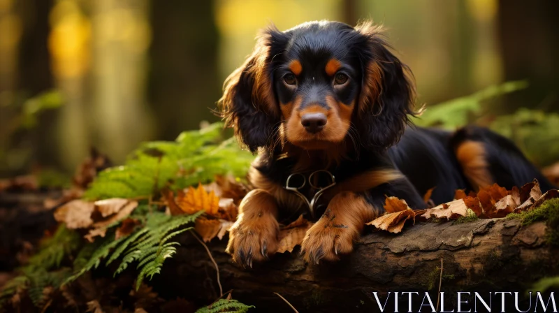 Classic Portraiture of a Resting Dog in the Woods AI Image