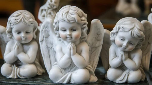 Marble Cherubs in Quiet Contemplation