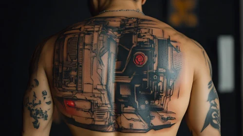 Detailed Mechanical Tattoo on Back