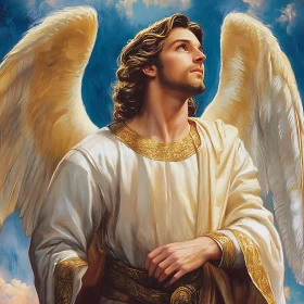 Heavenly Angel with Wings and Sky