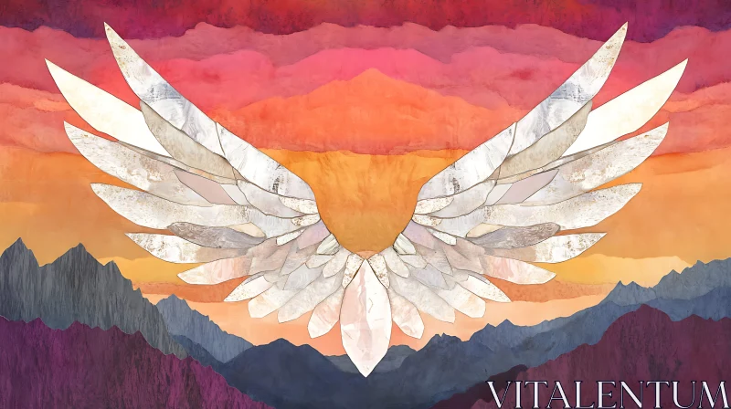 AI ART Wings and Mountains Abstract Art