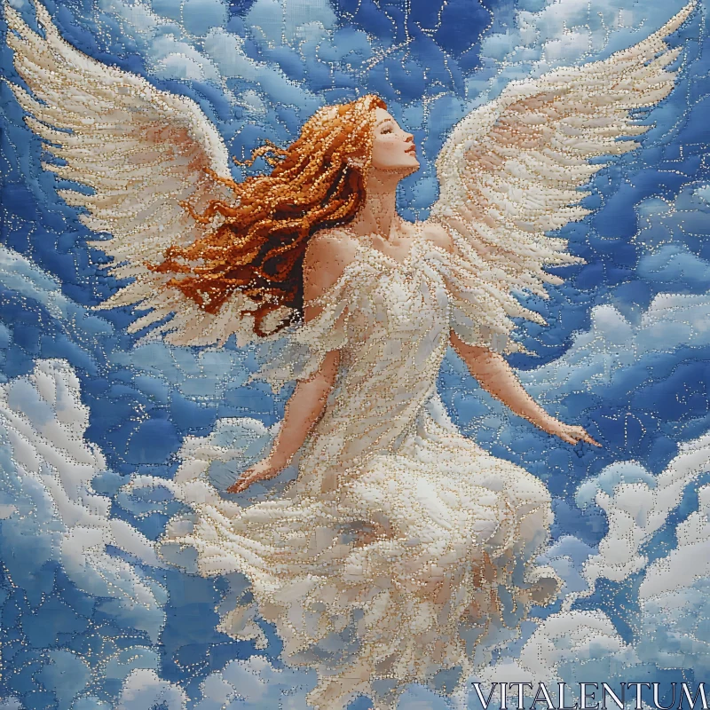 AI ART Angel with Wings in the Clouds