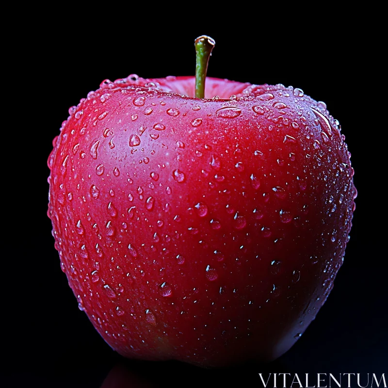 AI ART Juicy Red Apple with Water Droplets