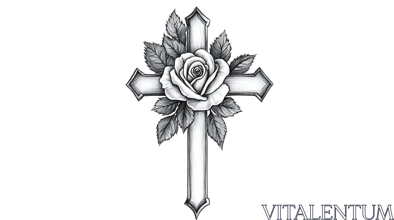 Floral Cross Tattoo Artwork AI Image