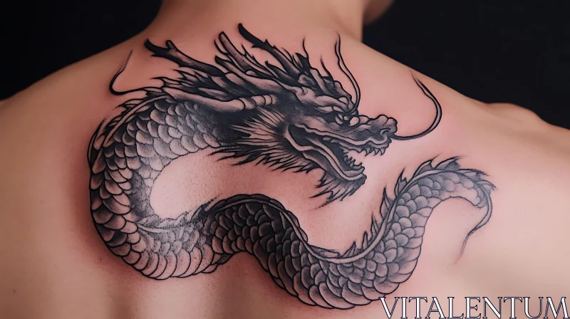 Detailed Mythical Dragon Tattoo Design AI Image