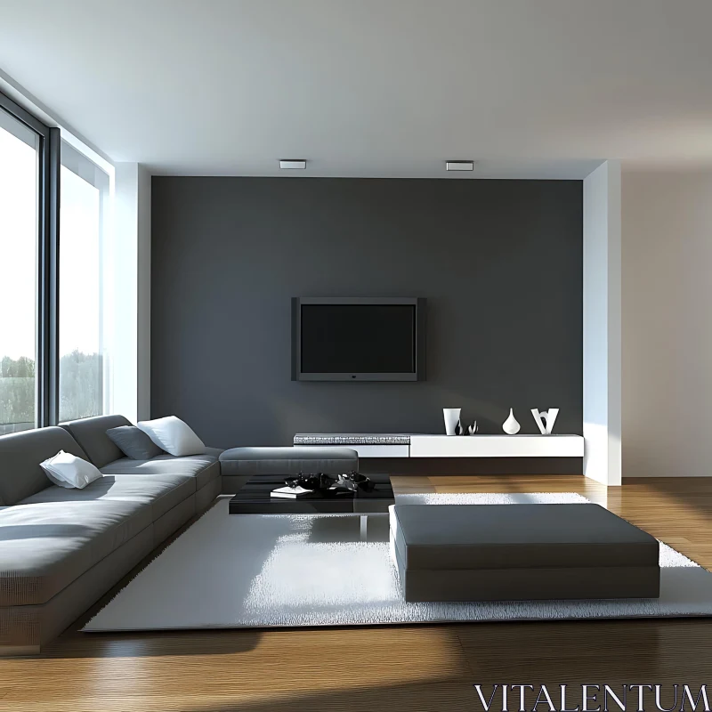 AI ART Contemporary Interior Design with TV