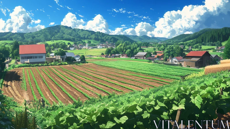 AI ART Scenic Farmland View with Rolling Hills