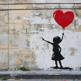 Girl with Red Balloon Painting