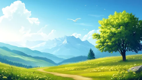 Scenic Mountain Vista Painting