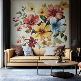 Colorful Floral Design in Living Room