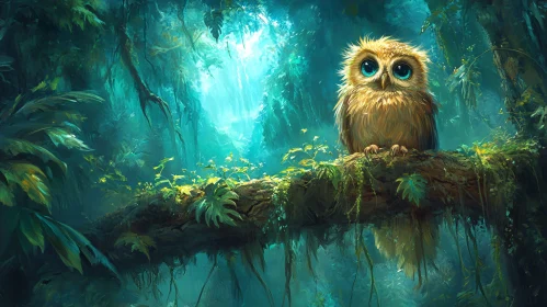 Owl Perched in Mystical Forest