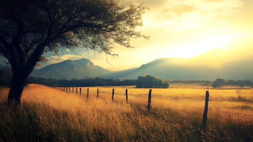 Tranquil Landscape with Golden Field