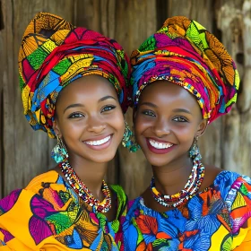 Smiling African Women in Traditional Dress