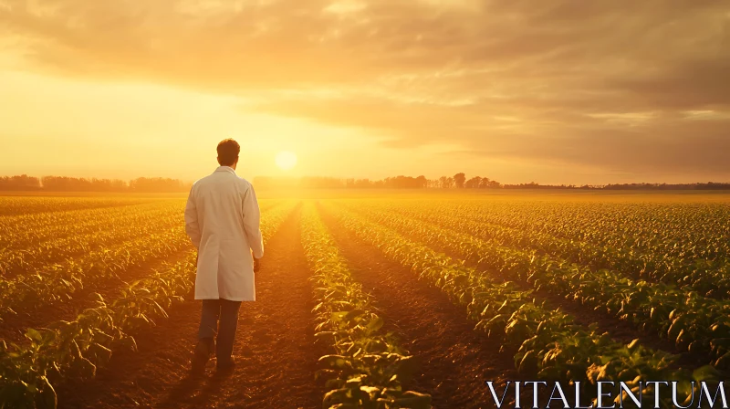 Sunset Stroll: Agriculture's Promising Future AI Image