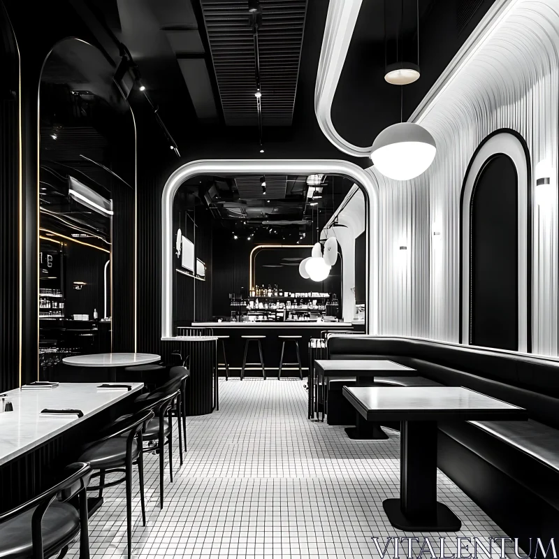 AI ART Modern Restaurant Space with Geometric Patterns