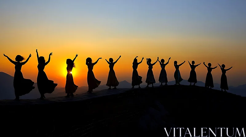 Women Dancing at Sunset AI Image