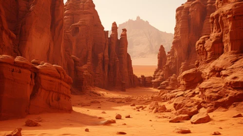 Imposing Monumentality: A Vibrant Red Desert Canyon