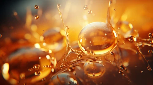 Splashing Oil Drops and Water Bubbles - Softly Focused Realism