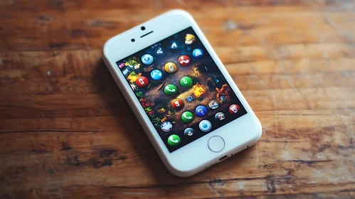 Mobile Phone Displaying App Icons