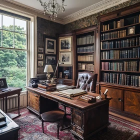 Classic Interior with Bookshelves and Workspace