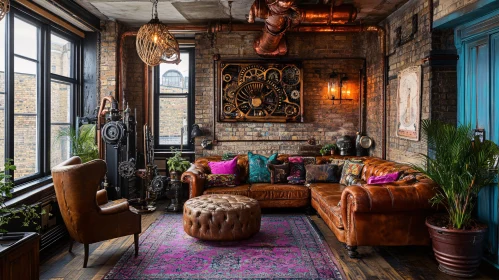 Vintage Industrial Steampunk Living Room