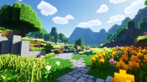 Blocky Paradise: A Minecraft Nature Scene