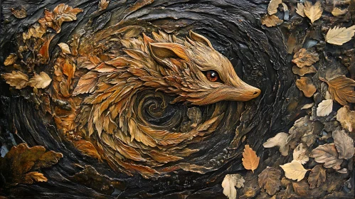 Fox Made of Leaves