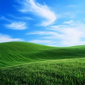 Rolling Green Hills and Cloudy Sky