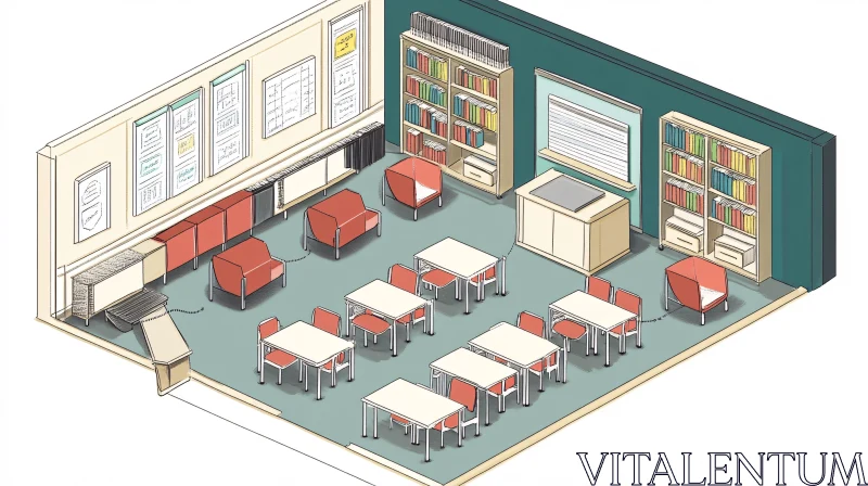 Isometric Classroom Interior AI Image