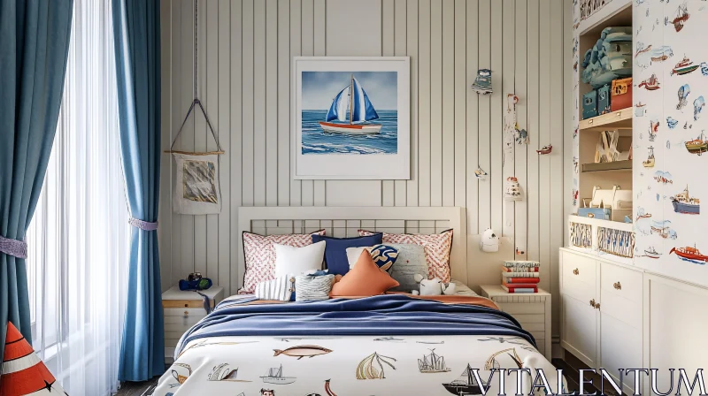 Coastal Inspired Bedroom Decor AI Image