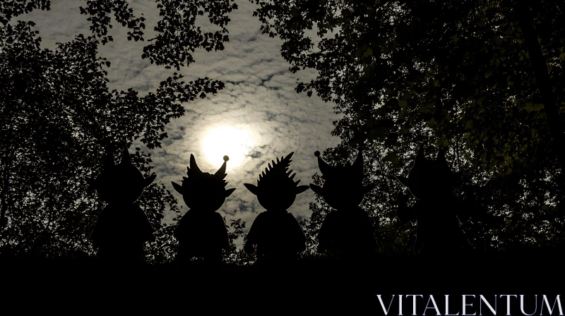 AI ART Moonlit Gathering of Mysterious Silhouettes