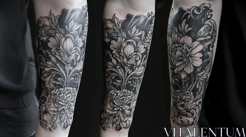 Detailed Floral Tattoo on Forearm AI Image