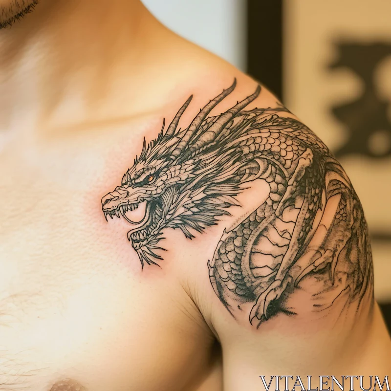 Detailed Dragon Tattoo Art AI Image