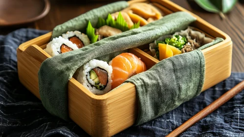 Japanese Cuisine Bento Box with Sushi