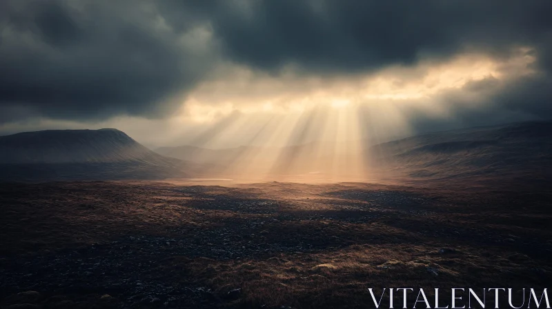 AI ART Rays of Sunlight in a Mountainous Landscape