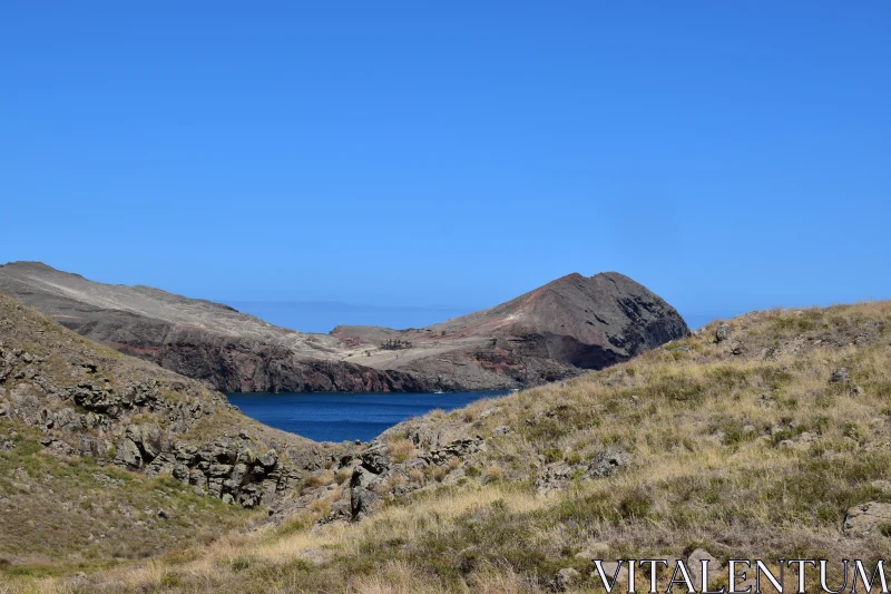 Madeira Landscape with Blue Ocean Free Stock Photo