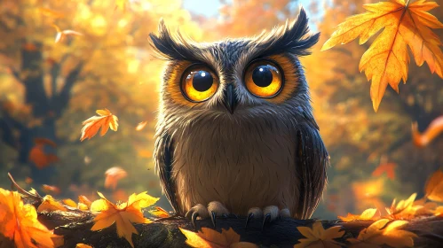 Forest Owl in Fall