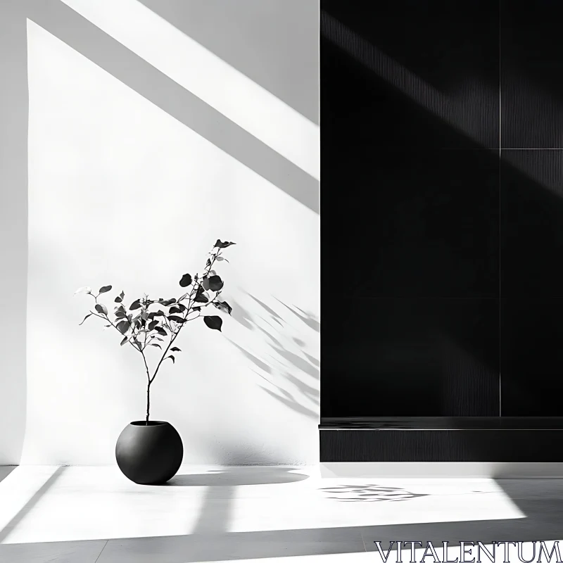 AI ART Monochrome Interior Plant