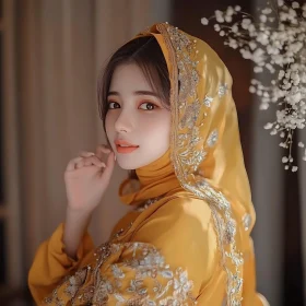 Portrait of a Woman in Yellow Dress