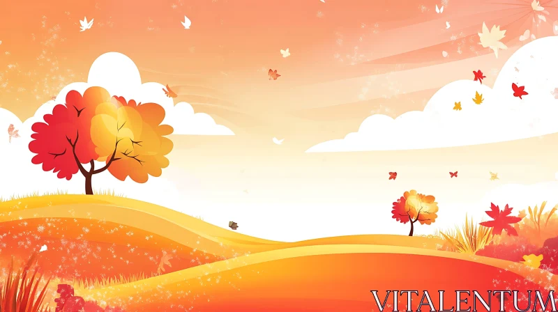 Warm Autumn Day Illustration AI Image