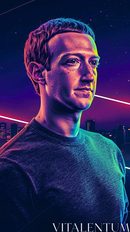 AI ART Mark Zuckerberg Neon Portrait