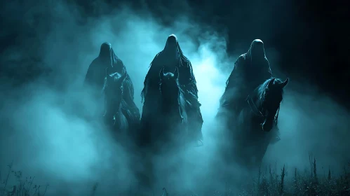 Dark Riders Emerging from Fog