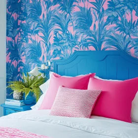 Tropical Pink and Blue Bedroom Design