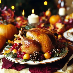 Holiday Turkey Dinner with Festive Decorations